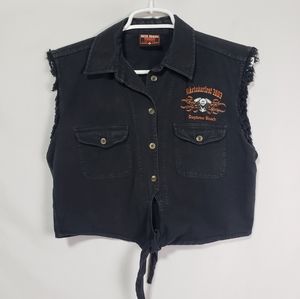 Vintage Biker Design Crop Top